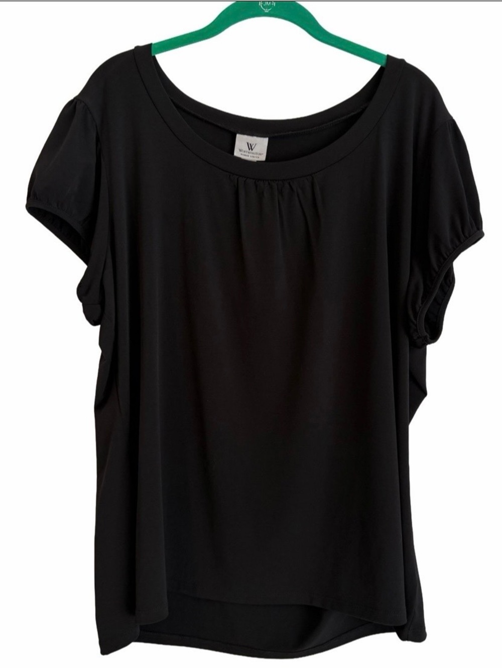 Worthington Black Short Sleeve Skinky Knit Top Plus Size 2X